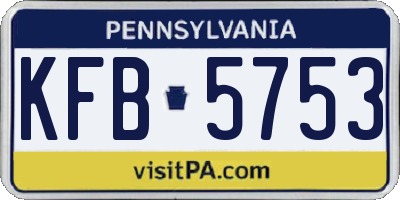 PA license plate KFB5753
