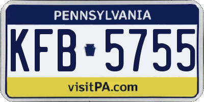 PA license plate KFB5755
