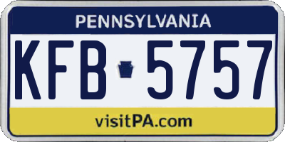 PA license plate KFB5757