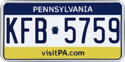 PA license plate KFB5759