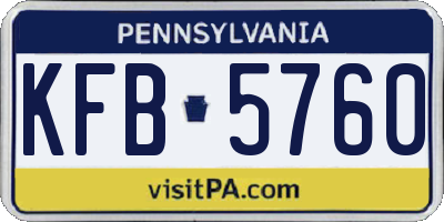 PA license plate KFB5760