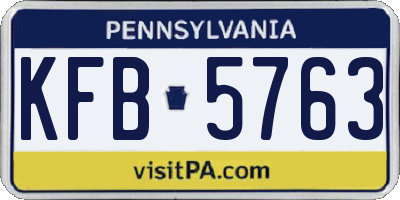 PA license plate KFB5763