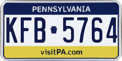 PA license plate KFB5764