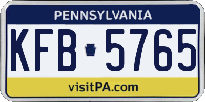 PA license plate KFB5765