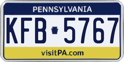 PA license plate KFB5767