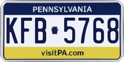 PA license plate KFB5768