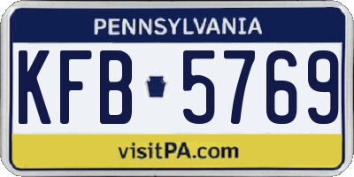 PA license plate KFB5769