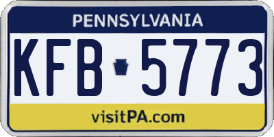 PA license plate KFB5773
