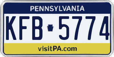 PA license plate KFB5774