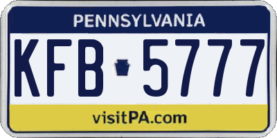 PA license plate KFB5777