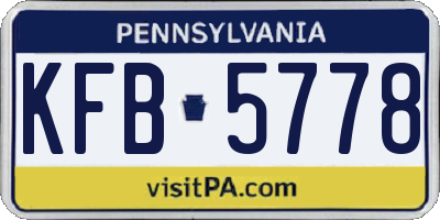 PA license plate KFB5778