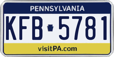 PA license plate KFB5781