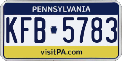 PA license plate KFB5783