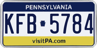 PA license plate KFB5784