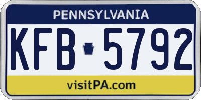 PA license plate KFB5792