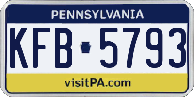 PA license plate KFB5793