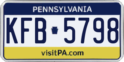 PA license plate KFB5798