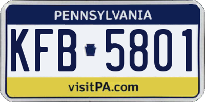 PA license plate KFB5801