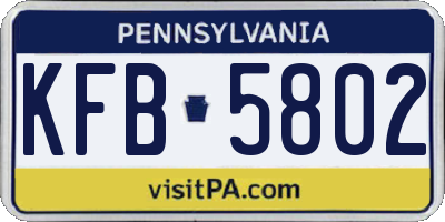 PA license plate KFB5802