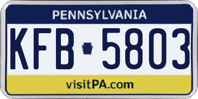 PA license plate KFB5803
