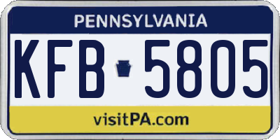 PA license plate KFB5805