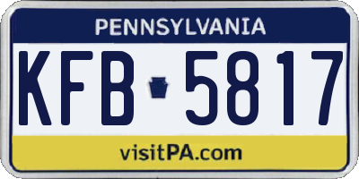 PA license plate KFB5817