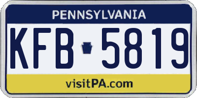 PA license plate KFB5819