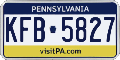 PA license plate KFB5827