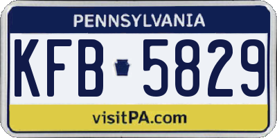 PA license plate KFB5829