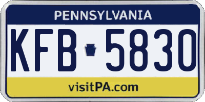 PA license plate KFB5830