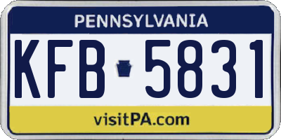 PA license plate KFB5831