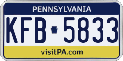 PA license plate KFB5833