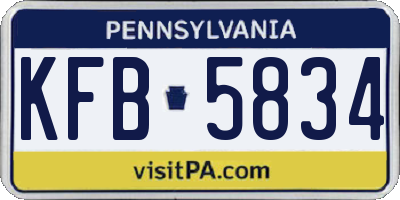 PA license plate KFB5834