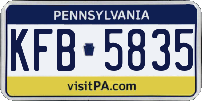 PA license plate KFB5835