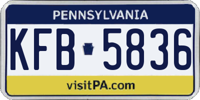 PA license plate KFB5836