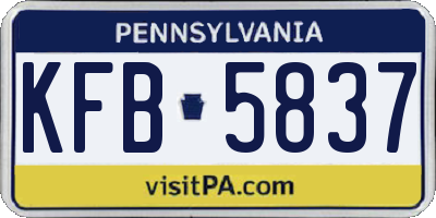 PA license plate KFB5837