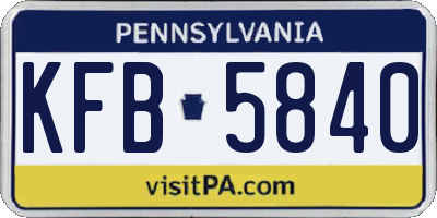PA license plate KFB5840