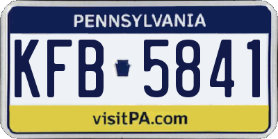 PA license plate KFB5841