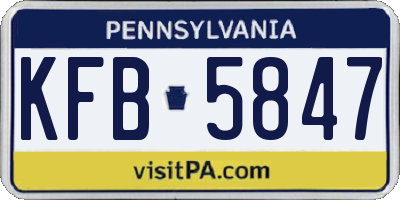 PA license plate KFB5847