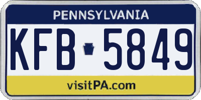 PA license plate KFB5849
