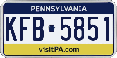 PA license plate KFB5851