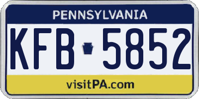 PA license plate KFB5852