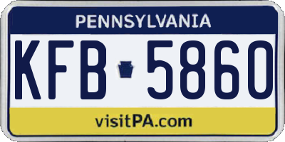 PA license plate KFB5860