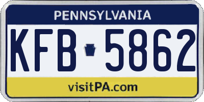 PA license plate KFB5862