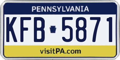 PA license plate KFB5871