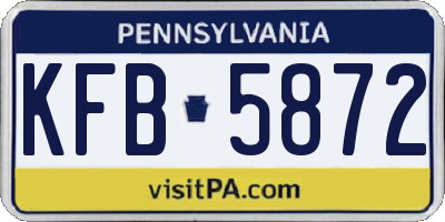 PA license plate KFB5872