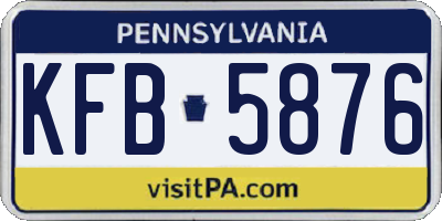 PA license plate KFB5876