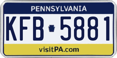PA license plate KFB5881
