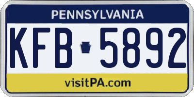 PA license plate KFB5892