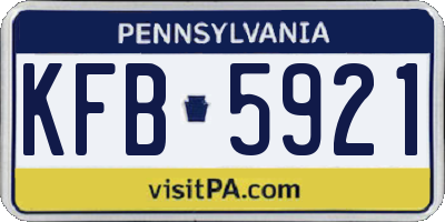 PA license plate KFB5921